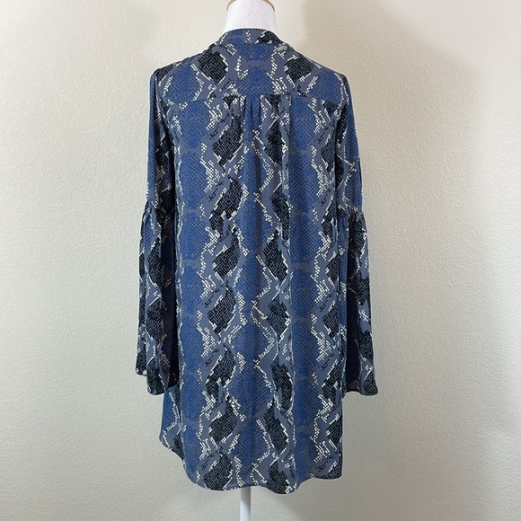 Buddy Love Blue Bishop Sleeve Mock Neck Dress Small - Picture 4 of 10